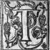 Ініціал «Т» з зображенням Тритона. Фото зі Служебника (Почаїв, 1755).